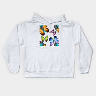 Realm of Morpho Blue and Rainbow Butterflies Kids Hoodie